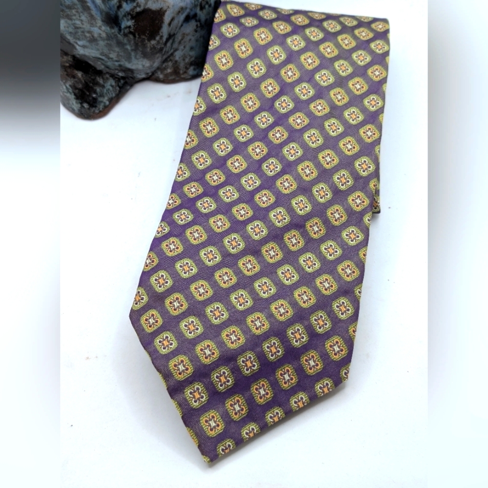 Bachrach Purple and Gold Geometric Men's Tie